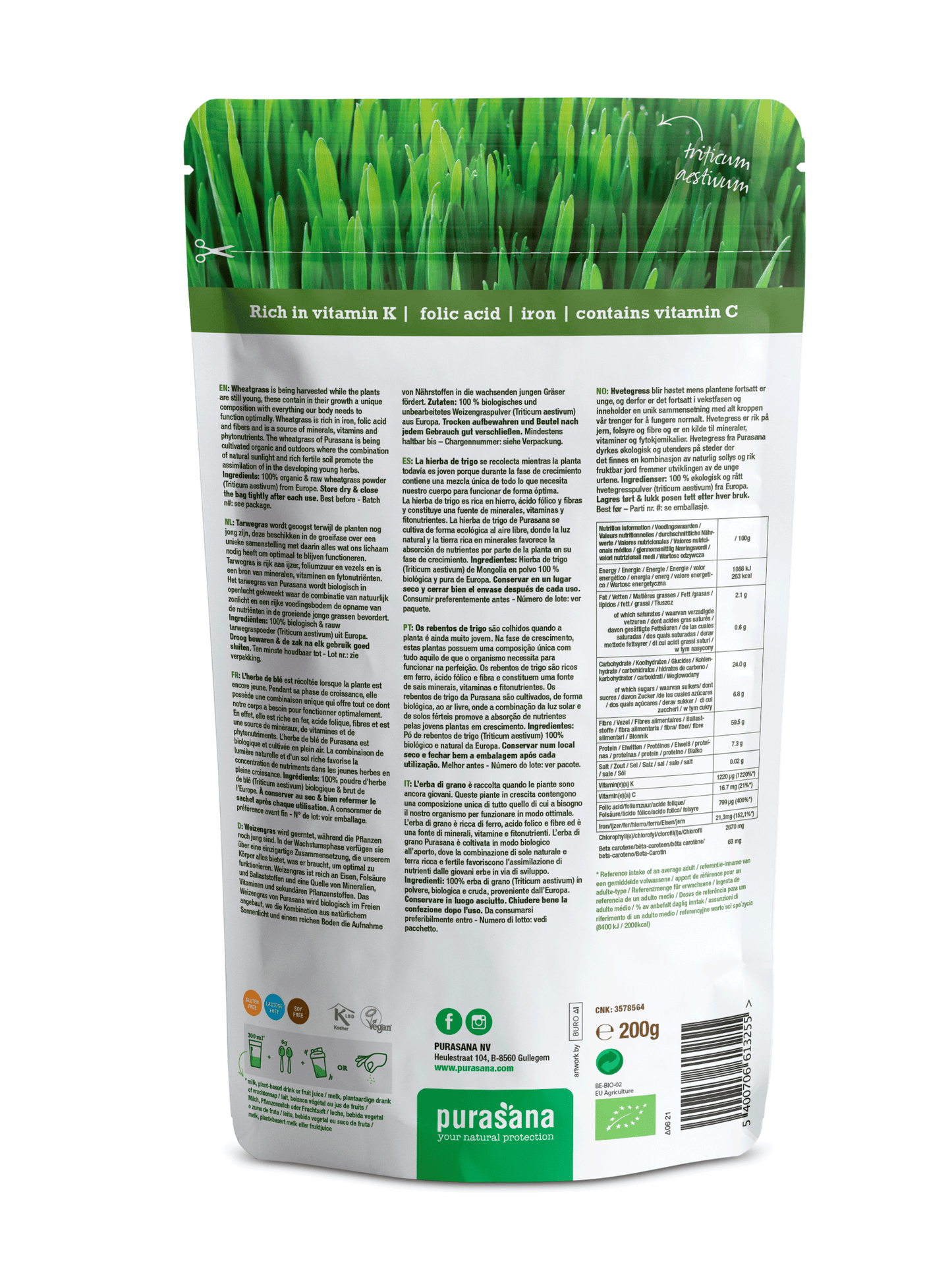 Wheat grass raw powder 200 g BIO